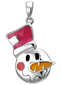 Jobo Ketten-Anhänger "Anhänger Schneemann-Kopf", Silber 925 (Sterlingsilber), rot, Silber 925 (Sterlingsilber), Schmuckanhänger, 925 Silber