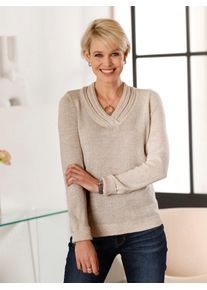 Classic Basics Damen V-Ausschnitt-Pullover "Pullover", beige, Gr. 56, unifarben, 100% Polyacryl, Pullover