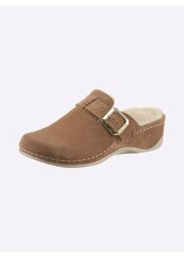 MUBB Damen Pantoffel, Gr. 38, braun, Veloursleder, Basic, Schuhe