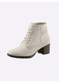 Heine Damen Schnürstiefelette, Gr. 38, beige, Leder, Glattleder, modisch, Schuhe