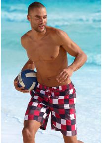 Buffalo Herren Badeshorts, bunt, Gr. S, Colorblocking, bedruckt, Microfaser, Polyester, Badehosen, im trendigen Karo-Design