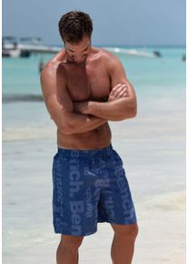 Bench. Herren Badeshorts, blau, Gr. M, bedruckt, Microfaser, Polyester, Badehosen, kurze oder lange Form
