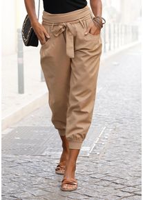 Buffalo Damen Strandhose, grau, casual, Gr. 38, unifarben, Web, Obermaterial: 85% Baumwolle, 15% Leinen. Bündchen: 95% Baumwolle, 5% Elasthan, Hosen,