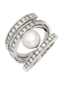Jobo Damen Perlenring, 64, Silber 925 (Sterlingsilber)-Perlen, silber, Silber 925 (Sterlingsilber), Perlen, Fingerringe, breit 925 Silber Süßwasser