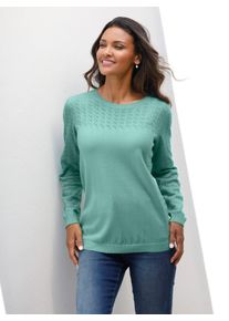 Classic Basics Damen Rundhalspullover "Ajour-Pullover", grün, Gr. 56, unifarben, 100% Polyacryl, Pullover