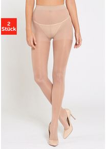 Lascana Damen Stützstrumpfhose, Gr. 1, beige, Obermaterial: 87% Polyamid, 13% Elasthan, unifarben, Strumpfhosen, mit Formeffekt