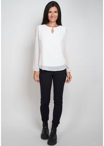 Seidel Moden Damen Langarmbluse, weiß, casual, Gr. 50, leicht durchscheinend, Jersey, Obermaterial: 94% Polyester, 6% Elasthan, Blusen, MADE IN