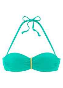Venice Beach Damen Bügel-Bandeau-Bikini-Top "Anna", grün, Gr. 34, unifarben, kontrastfarbene Details, Polyamid, Bikini-Oberteile, mit geflochtenen