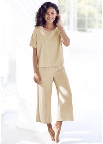 Vivance Dreams Damen Pyjama, Gr. 32, beige, Rippware, Obermaterial: 63% Polyester, 33% Viskose, 4% Elasthan, Basic, Homewear-Sets, in weicher