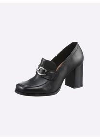 Heine Damen Pumps, Gr. 37, schwarz, Leder, Glattleder, feminin, Schuhe