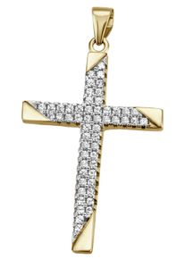 Firetti Damen Ketten-Anhänger "Schmuck Geschenk Silber 925 Halsschmuck Anhänger Kreuz", Silber 925 (Sterlingsilber), 2,90 g, gold, Silber 925