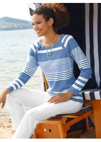Casual Looks Damen Streifenpullover "Pullover", weiß, Gr. 38, gemustert, gestreift, mehrfarbig, 100% Baumwolle, Pullover