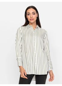 Heine Damen Hemdbluse, grün, Gr. 46, gemustert, gestreift, 100% Viskose, Blusen