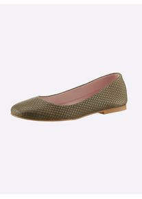 Heine Damen Ballerina, Gr. 39, grün, Leder, Rindsleder, Leder, modisch, Schuhe