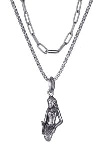 Firetti Damen Kette mit Anhänger "Schmuck Geschenk Seejungfrau", Edelstahl, L: 45cm, silber, Edelstahl, Halsketten