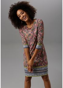 Damen Jerseykleid, bunt, casual, Gr. 38, Aniston SELECTED, gemustert, Paisley, Jersey, Obermaterial: 95% Polyester, 5% Elasthan, Kleider, mit