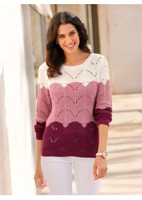 Inspirationen Damen Strickpullover "Pullover", lila, Gr. 36, gemustert, mehrfarbig, 55% Baumwolle, 45% Viskose, Pullover