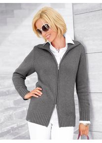 Casual Looks Damen Strickjacke, grau, Gr. 36, unifarben, 50% Baumwolle, 50% Polyacryl, Strickjacken