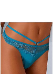 Lascana Damen String, Gr. 36, blau, Spitze, Obermaterial: 78% Polyamid, 12% Polyester, 10% Elasthan, Unterhosen, mit verführerischer Bänder-Optik