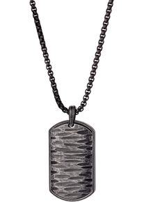 Firetti Damen Kette mit Anhänger "Schmuck Geschenk Edelstahl Halsschmuck Halskette Dog Tag Crag Fels", Edelstahl, L: 52cm, schwarz, Edelstahl,