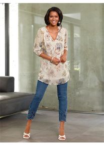 Lady Damen Druckbluse, beige, Gr. 40, geblümt, gemustert, mehrfarbig, 100% Polyester, Blusen