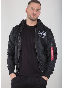 Herren Bomberjacke "Alpha Industries Men - Bomber Jackets MA-1 LW HD NASA Glow Rev.", schwarz, Gr. S, Alpha Industries, Obermaterial/Futter: 100%