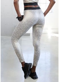 active by Lascana LASCANA ACTIVE Damen Funktionsleggings, gold, sportlich, Gr. XS, animal-print, bedruckt, Obermaterial: 85% Polyester, 15% Elasthan, Hosen,