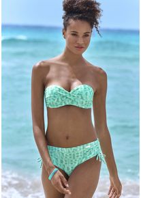 ELBSAND Damen Bügel-Bandeau-Bikini-Top "Letra", grün, Gr. 34, bedruckt, Recycling-Polyamid, Bikini-Oberteile, mit tollem Wording