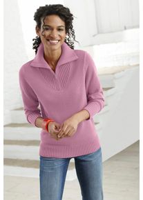Casual Looks Damen Troyer "Pullover", rosa, Gr. 36, meliert, unifarben, 50% Baumwolle, 50% Polyacryl, Pullover
