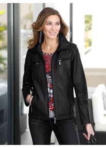 Classic Basics Damen Lederimitatjacke, schwarz, Gr. 46, unifarben, 100% Viskose, Jacken