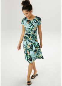 Damen Sommerkleid, bunt, modisch, Gr. 46, Aniston SELECTED, gemustert, bedruckt, Single Jersey, Obermaterial: 95% Viskose, 5% Elasthan, Kleider, mit