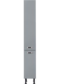 Apothekerschrank Optifit, B:30cm H:211,8cm T:58,4cm, grau, Schränke, "Cara", mit 2 Vollauszügen und 5 Ablagen, höhenverstellbare Füße, Breite 30 cm
