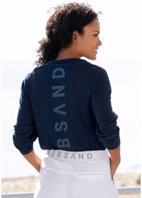 ELBSAND Damen Longsleeve "Tinna", blau, casual, Gr. XXL, unifarben, Jersey, Obermaterial: 50% Baumwolle, 50% Polyester, Shirts, mit Logodruck hinten,