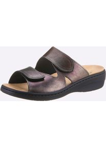 Classic Basics Damen Pantolette, Gr. 38, silber, Glattleder, Basic, Schuhe