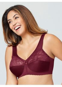 Glamorise Damen Entlastungs-BH, Gr. 85, rot, 50% Polyamid, 40% Polyester, 10% Elasthan, BHs