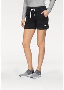 Kangaroos Damen Sweatshorts, schwarz, casual, Gr. 34, unifarben, Interlock, Obermaterial: 100% Baumwolle, Hosen, mit kontrastfarbener Kordel und