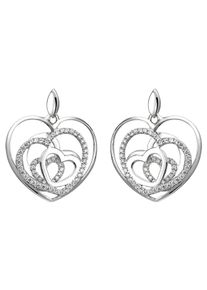 Jobo Damen Paar Ohrhänger "Herzen", Silber 925 (Sterlingsilber), silber, Silber 925 (Sterlingsilber), Ohrringe, 925 Silber mit 114 Zirkonia