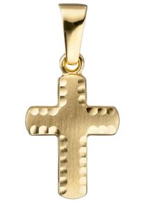 Jobo Damen Kreuz-Anhänger "Anhänger Kreuz", Gelbgold 585, gelb, Gelbgold 585, Schmuckanhänger, 585 Gold diamantiert
