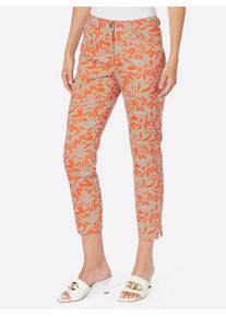 Heine Damen Webhose, orange, Gr. 44, geblümt, gemustert, mehrfarbig, bedruckt, 97% Baumwolle, 3% Elasthan, Hosen