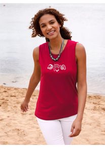 Casual Looks Damen Shirttop, rot, Gr. 36, unifarben, gemustert, 100% Baumwolle, Tops