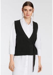 OTTO products Damen Wickelstrickjacke "GOTS zertifiziert-CIRCULAR COLLECTION", schwarz, Basic, Gr. 40, clean, unifarben, Strick, Obermaterial: 100%