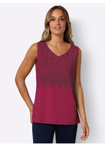Classic Basics Damen Shirttop, rot, Gr. 56, gemustert, 100% Baumwolle, Tops
