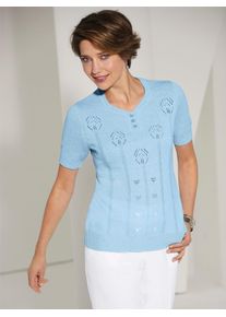 Classic Basics Damen V-Ausschnitt-Pullover "Pullover", blau, Gr. 40, unifarben, 100% Polyacryl, Pullover