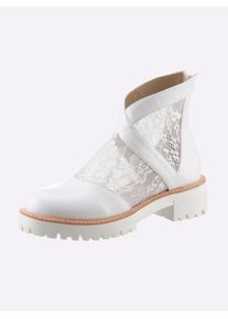 Heine Damen Stiefelette, Gr. 37, weiß, Synthetik, Textil, modisch, Schuhe