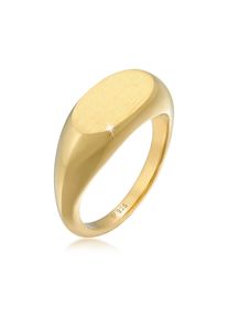 Elli Damen Fingerring "Siegelring Oval Glanz Geo Basic Trend 925 Silber", 54mm, ohne Stein, Silber 925 (Sterlingsilber), 2.1mm, gold, Silber 925