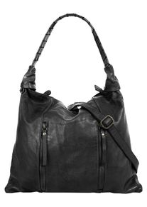 Samantha Look Damen Shopper, schwarz, Leder, vintage, Taschen, echt Leder, Made in Italy