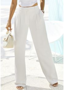 Lascana Damen Anzughose, beige, modisch, Gr. 36, unifarben, Web, Obermaterial: 100% Polyester. Taschenfutter: 53% Viskose, 47% Polyester, Hosen, im