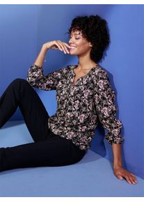 Damen Schlupfbluse, rosa, Gr. 50, CREATION L PREMIUM, geblümt, gemustert, mehrfarbig, bedruckt, 58% Cupro, 42% Viskose, Blusen