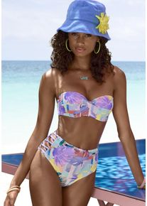 Venice Beach Damen Bügel-Bandeau-Bikini-Top "Varia", lila, Gr. 34, bedruckt, Polyamid, Microfaser, Bikini-Oberteile, in edlen Pastelltönen