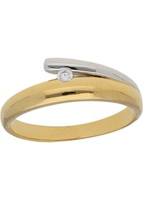 Firetti Damen Fingerring "Schmuck Geschenk Damenring Ring Solitär bicolor", 54, Messing, 2,6mm, gelb, Messing, Fingerringe, mit Zirkonia (synth.)